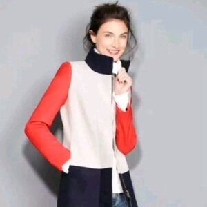 J CREW colour block wool coat